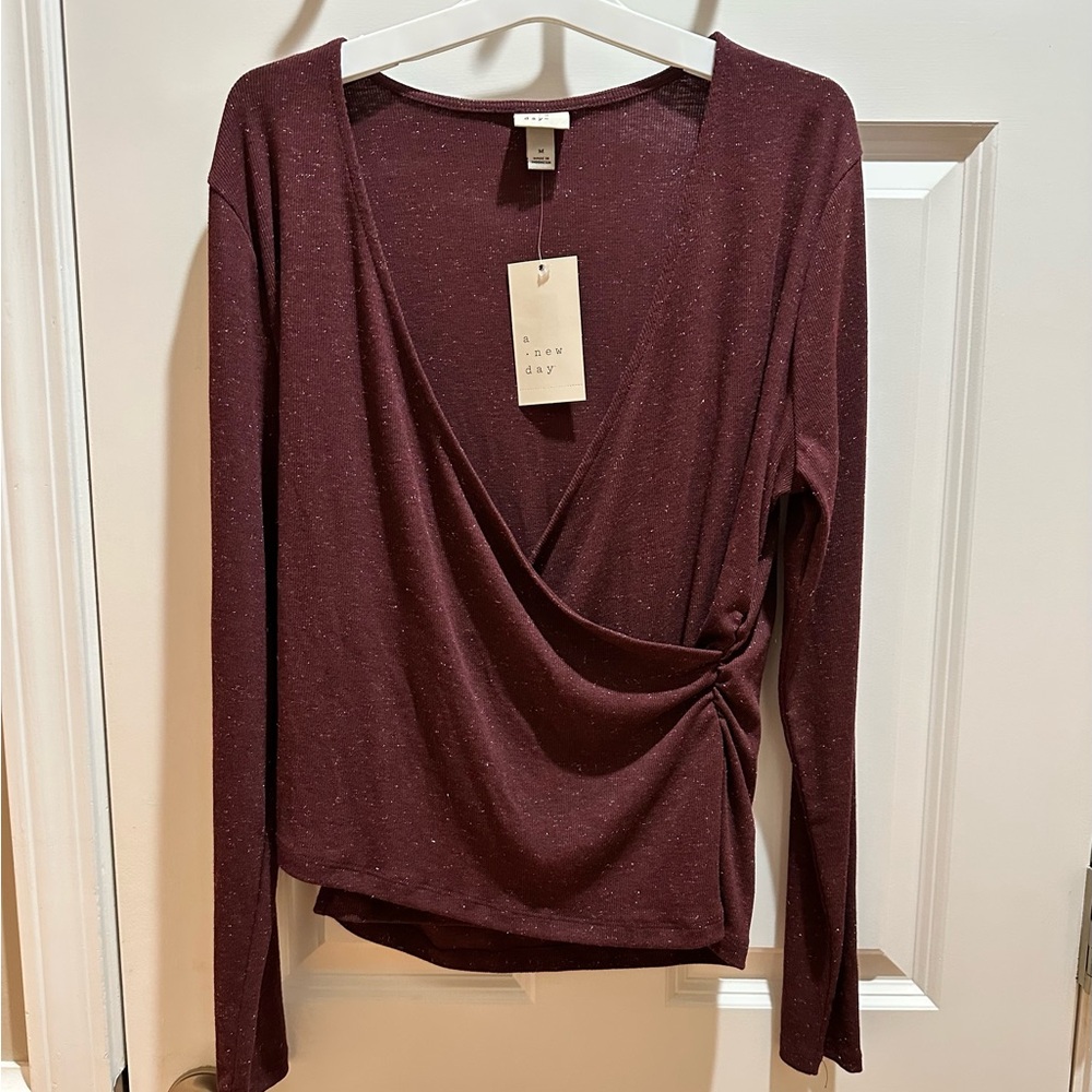 NEW a new day Women's Sparkly Wrap Top sz. Medium